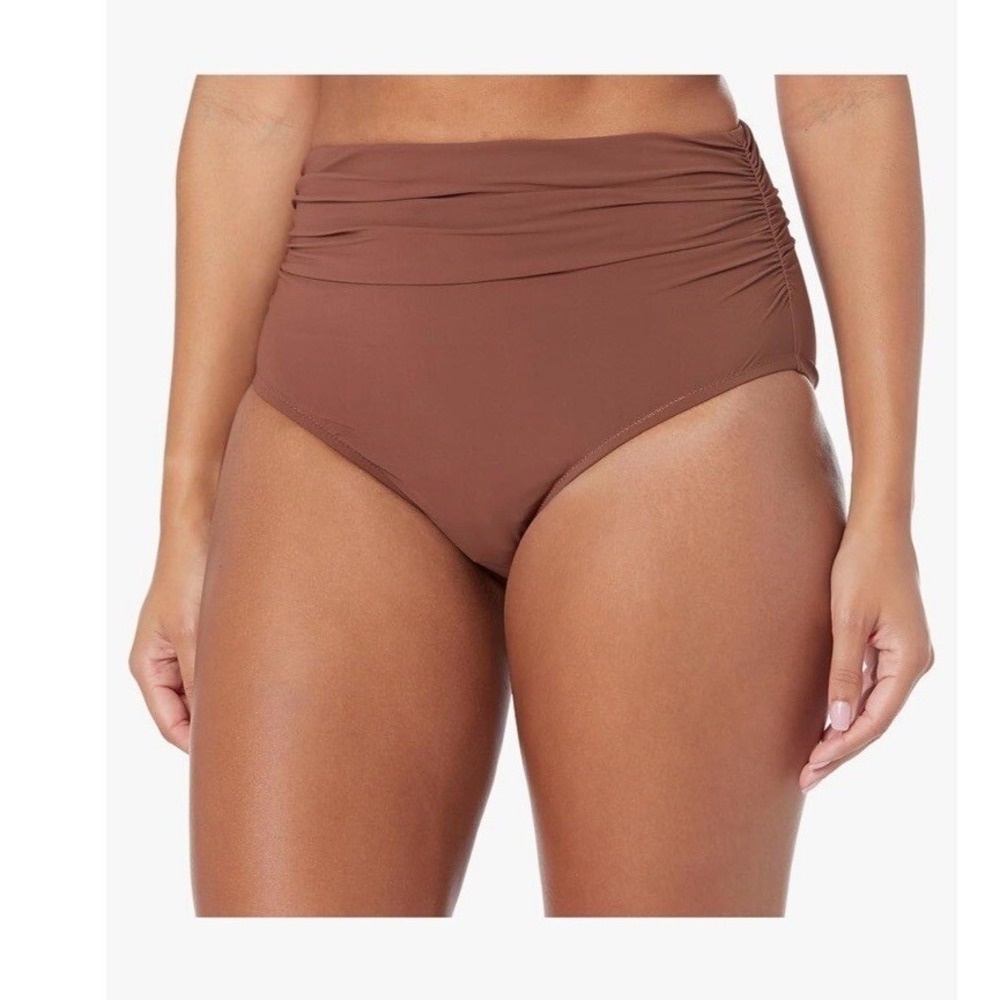 Profile by Gottex Women's Iota High Waist Bottom Ruched Brown Size‎ 16 NEW $58